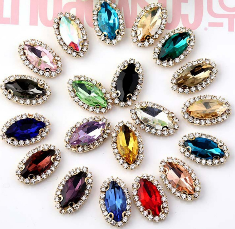 Strass Multicolored Teardrop Silver Claw Rhinestones Glass stones Costum Sew On Crystal for T-shirt