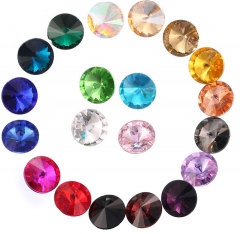 Loose Multicolored Flatback Sew On Crystal Round Shape Rhinestones For Clothes