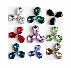 Mix Color Teardrop Shape Glass Sew On Crystal Rhinestones With Claw Setting For Garment Accessories