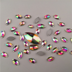 Loose Rainbow Color Diamond Shape Flatback Sew On Crystal Rhinestone for Garment