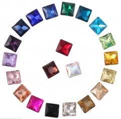 Loose Multicolored Flatback Sew On Crystal Square Shape Rhinestones For Clothes