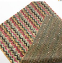 Hot Fix Multicolored Self-adhesive Wave Pattern Rhinestone Sheet Iron On For Clothing