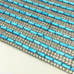 Hot Fix Adhesive Crystal Rhinestone Sheet with Sapphire Gems