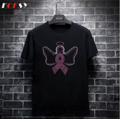 Breast Cancer Awareness with Angel Iron on Rhinestone Design