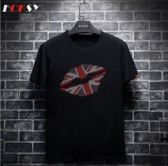 UK flag sexy lips hotfix strass transfer for T shirts