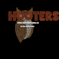 Owl Hooters Iron on Rhinestone Transfer