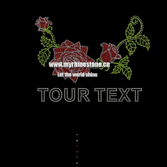 Tour Text Flower Heat Rhinestone Transfer