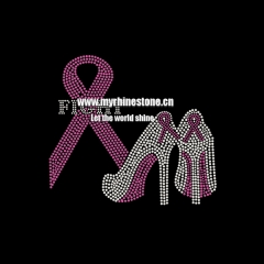 Breast Cancer Awareness High Heel Rhinestone Transfers