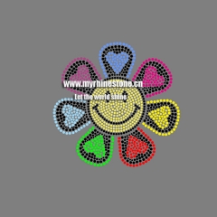 Flower Smile Emoji Rhinestone Motif Transfers