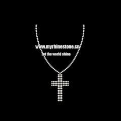 Cross Necklace Hot Fix Rhinestone Motif