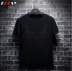 Round Neck Scattered Rhineston Hotfix Transfer for T shirts