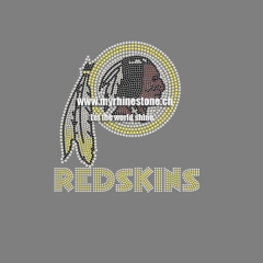 Red Skin Football Team Logo Rhinestone Motif