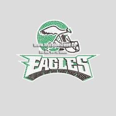 EAGLES Team Logo on Helmet Rhinestone Iron on Transfer