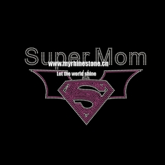 Crystal Super Mom Rhinestone Transfer for Clothing
