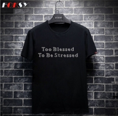 Too Blessed To Be Stressed Iron On Rhinestone Design