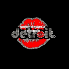 Detroit Red Lip Hotfix Rhinestone Design