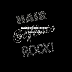 Hair Rock Iron On Rhinestone Transfer