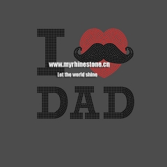 I Love Dad Beard Heat Rhinestone Motif