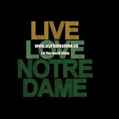 Live Love Notre Dame Letter Heat Rhinestone Motif
