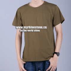 Brown Cotton Round Neck T-shirts