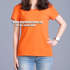 Orange Cotton Round Neck T-shirts