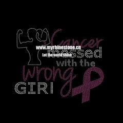 Custom Cancer Messes With the Wrong Girl Motif Pink Ribbon Breast Cancer Rhinestone Transfer