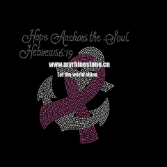Custom Hope Anchors the Soul Hebrews Pink Ribbon Motif Rhienstone Heat Transfer