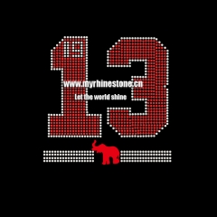 Custom Number Motif with Glitter Elephant Pattern Hot Fix Rhinestone Heat Transfer Design Iron on T-shirt