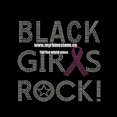 Black Girls Rock Pink Ribbon Heat Rhinestone Transfer