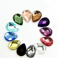 Loose Multicolored Flatback Bling Sew On Crystal Teardrop Shape Rhinestones For Clothes