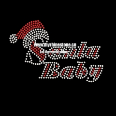 Custom Santa Baby Motif Hotfix Strass Crystal Rhinestone Transfer Iron on T-shirt fir Kids
