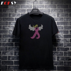Custom Pink Ribbon Breast Cancer with Angel's Wings Motif Hotfix Rhinestone Iron on Transfer for T-shirt