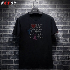 Custom Love Hope Care Motif Hotfix Rhinestone Heat Transfer Iron on T-shirt for Cancer Kids