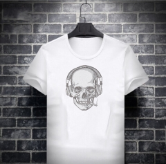Custom Skull Hot Fix Motif Rhinestone Heat Transfer Iron on T-shirt