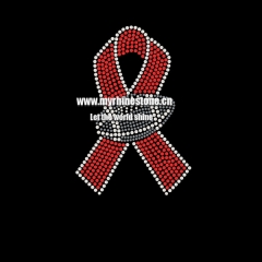Custom Red Ribbon Breast Cancer with Football  Motif Hotfix Rhinestone Iron on Transfer for T-shirt