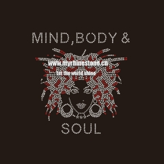 Custom Mind Body and Soul Motif Hot Fix Rhinestone Heat Transfer for Clothing