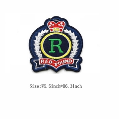 Custom Iron on Crown Letter R Embroidery Patch Design For Clothes