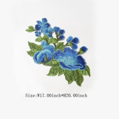 Custom Blue Flower Motif Iron on Embroideried patch Design
