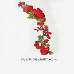Wholesale Red Flower Motif Iron on Embroidery patch Design