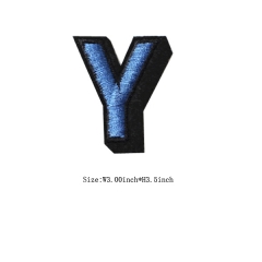Custom 3D Sapphire Letter Y Embroidery patch with Black Iron on Backing