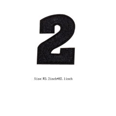 Custom Black Number 2 Iron on Backing Embroidery patch