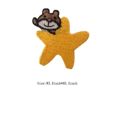 Custom Lovely Bear Embossed with Star Motif Iron on Embroidery patch