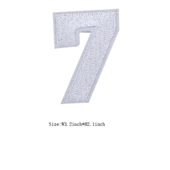 Custom Silver Number 7 Iron on Backing Embroidery patch