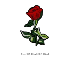 Custom Rose Flower Applique Embroidery Patch For Clothes