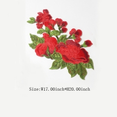 Custom Red Flower Motif Iron on Embroideried patch Design