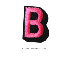 Custom 3D Rose Letter B Embroidery patch with Black Iron on Backing