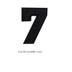 Custom Black Number 7 Iron on Backing Embroidery patch