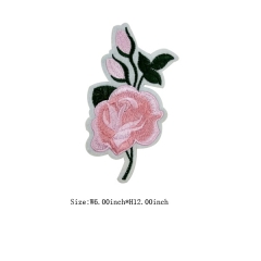Custom Peach Rose Flower Motif Iron on Embroidery patch
