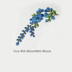 Wholesale Blue Flower Motif Iron on Embroidery patch Design