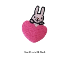 Custom Lovely Rabbit Embossed with Heart Motif Iron on Embroidery patch
